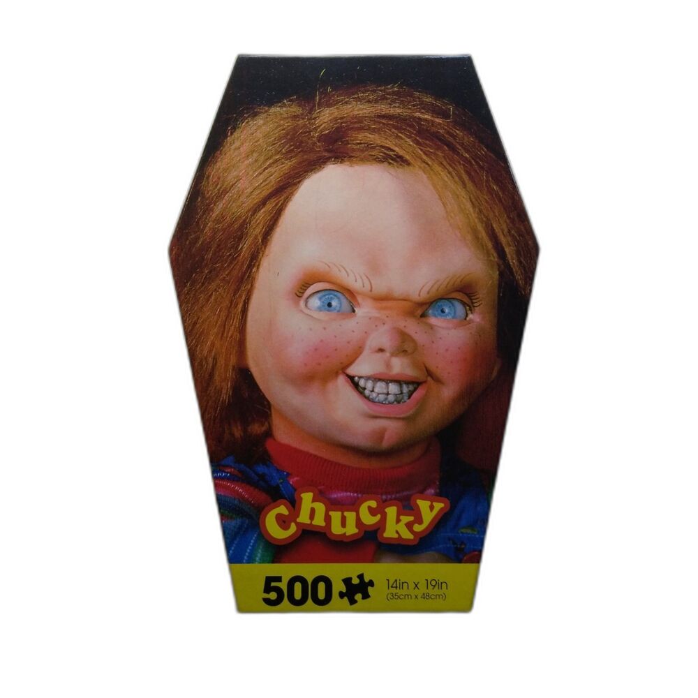 Aquarius Chucky Coffin Box 500+ Piece Jigsaw Puzzle 14x19 in Halloween Horror
